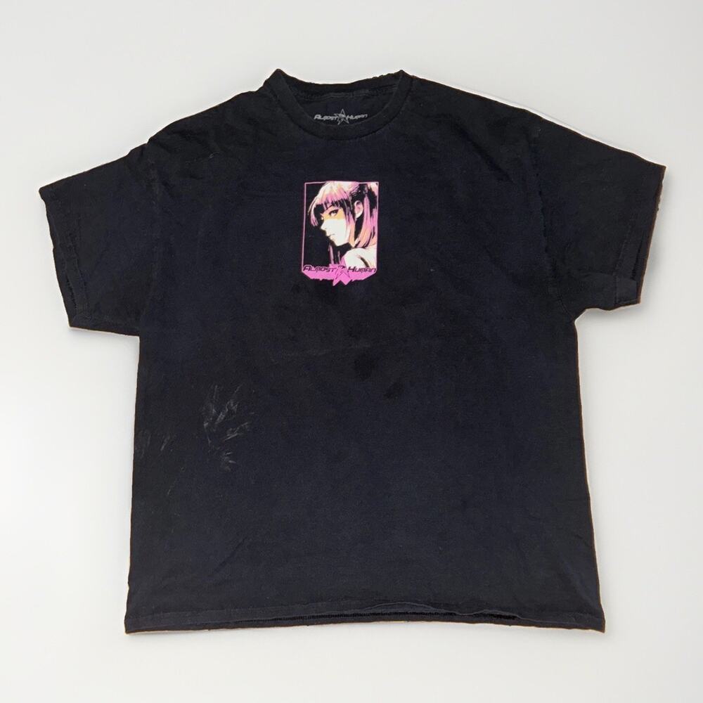 Almost Human Anime T-Shirt Black XL 23x27 JDM Anime Streetwear Japanese
